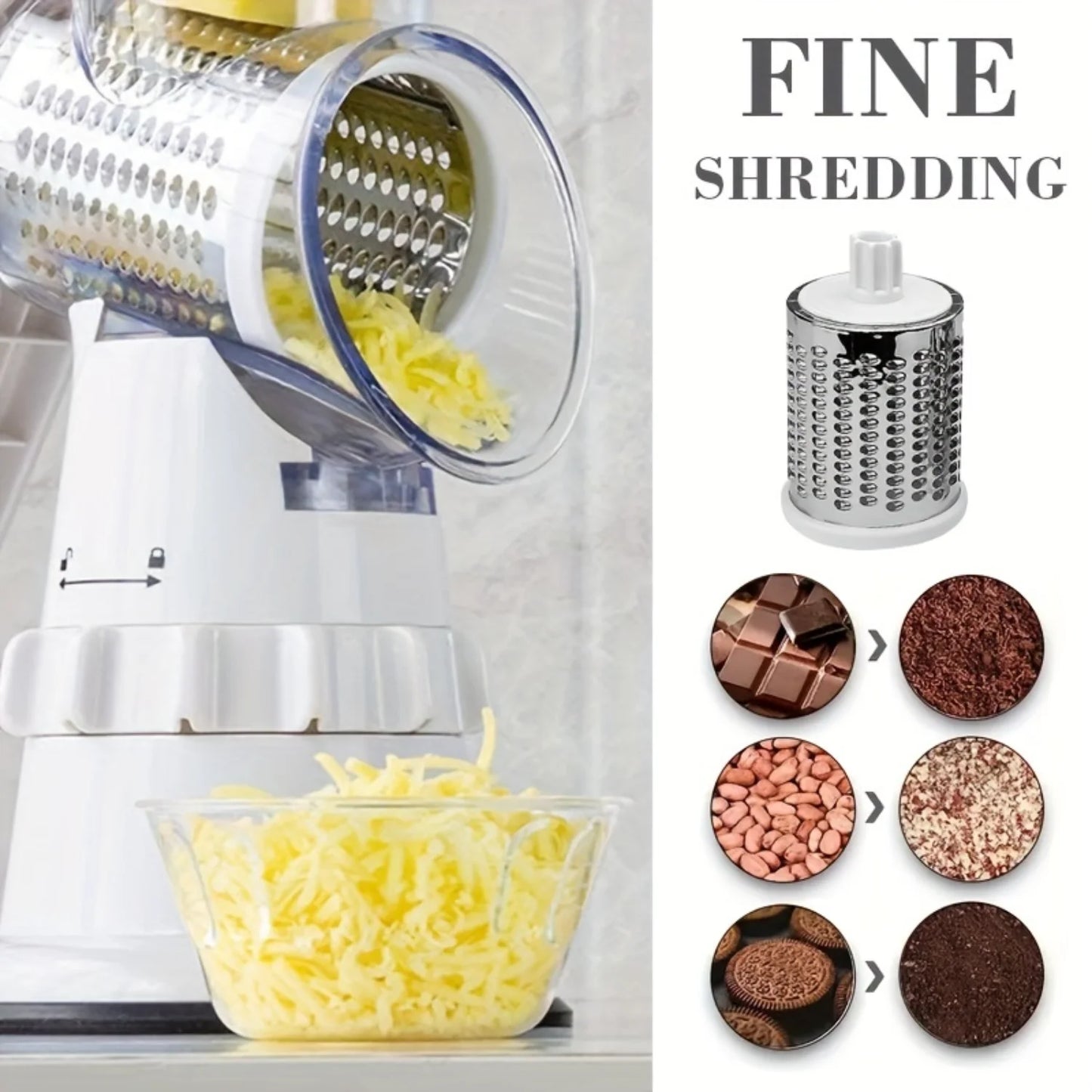 4-In-1 Vegetable Cutter: Rotary Slicer, Grater, Chopper - Kitchen Gadgets for Potatoes, Fruits