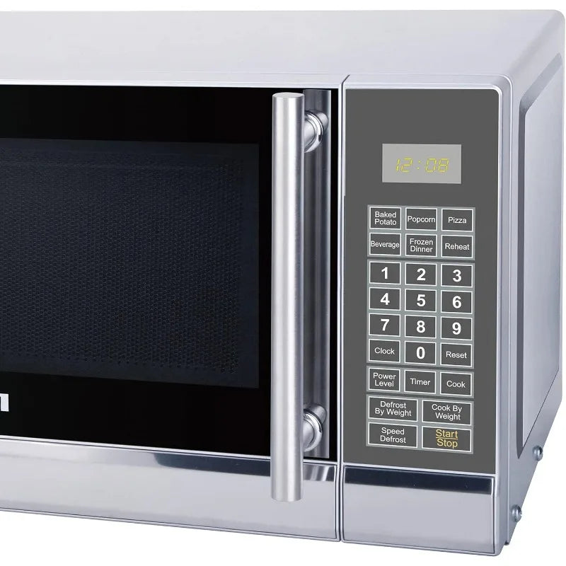 0.7 cubic foot microwave oven, stainless steel design