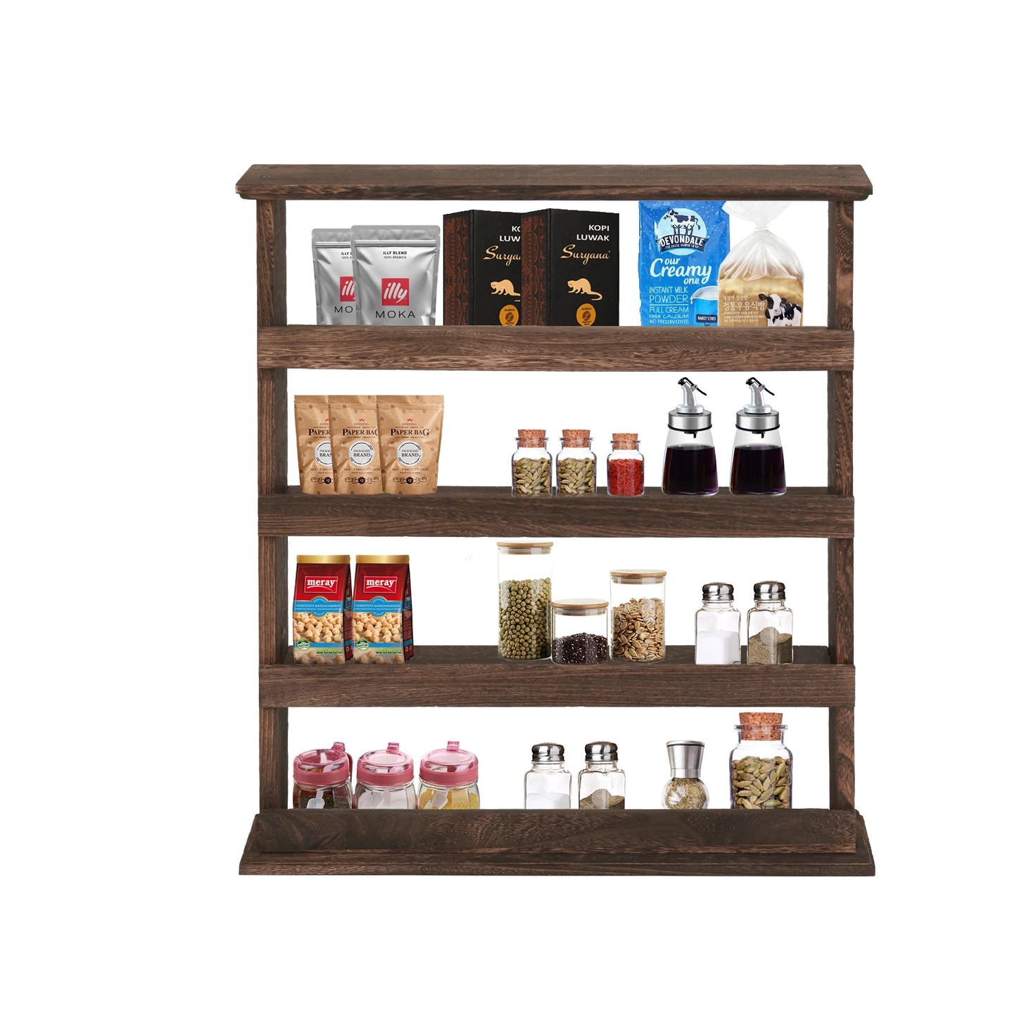 Wood Spice Rack Wall Mount, Spice Rack Holder, Seasoning Rack