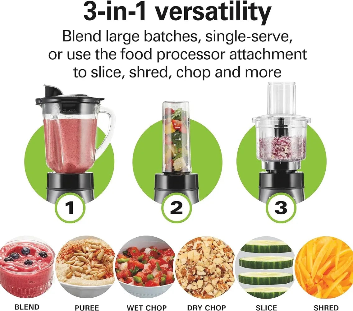 Blender for Shakes and Smoothies & Food Processor Combo, with 40oz Glass Jar 3-IN-1 700 Watts