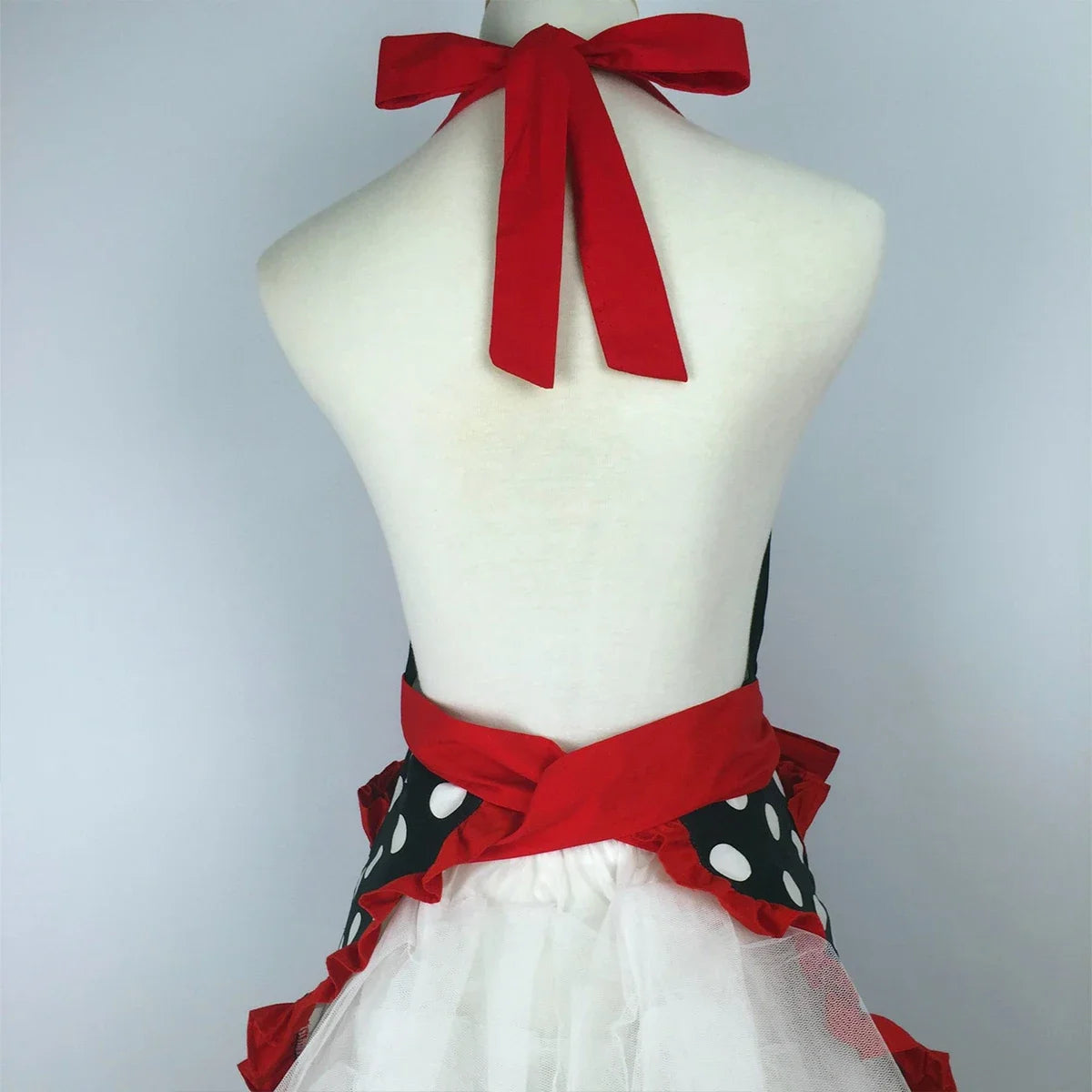 Women Cute Apron Retro Red Polka Sleeveless Aprons with Pockets