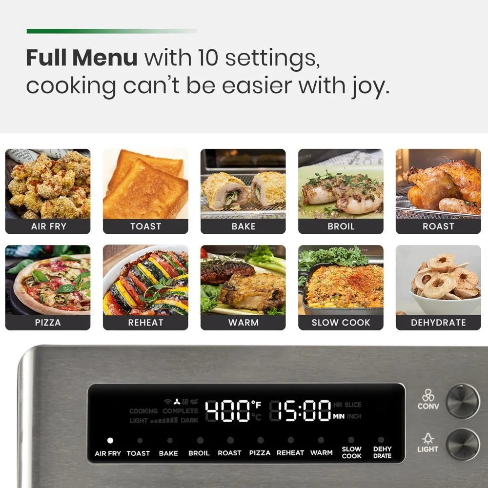 Air Fryer Toaster Oven, Extra Large Countertop Convection Oven, 6-Slice Toast, Enamel Baking Pan