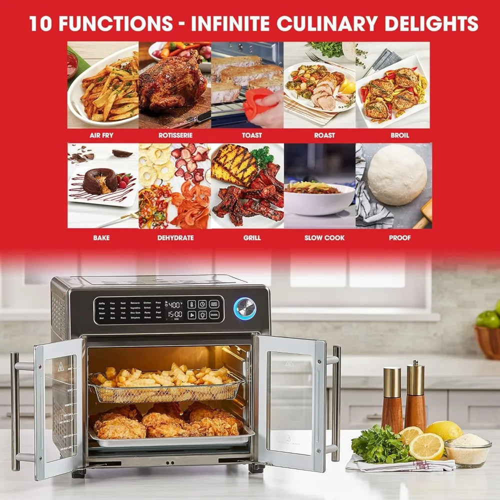 26 QT Extra Large Air Fryer, Convection Toaster Oven with French Doors, Stainless Steel