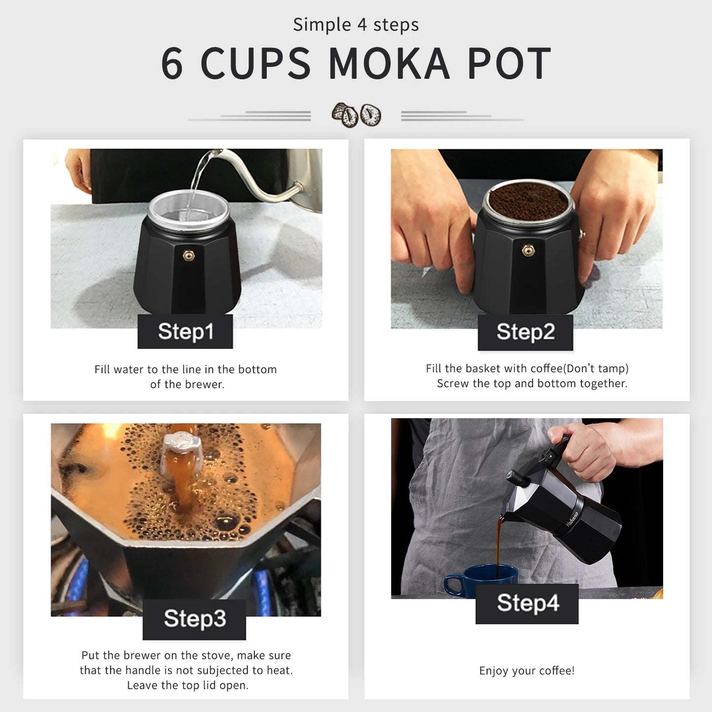 Stovetop Espresso Maker, 9 Cups Moka Coffee Pot Italian Espresso for Gas or Electric Ceramic Stovetop