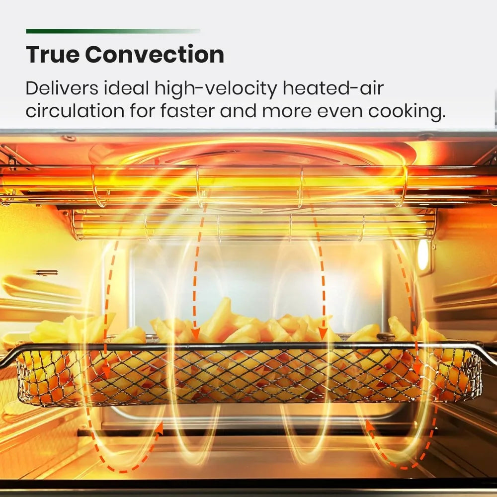 Air Fryer Toaster Oven, Extra Large Countertop Convection Oven, 6-Slice Toast, Enamel Baking Pan