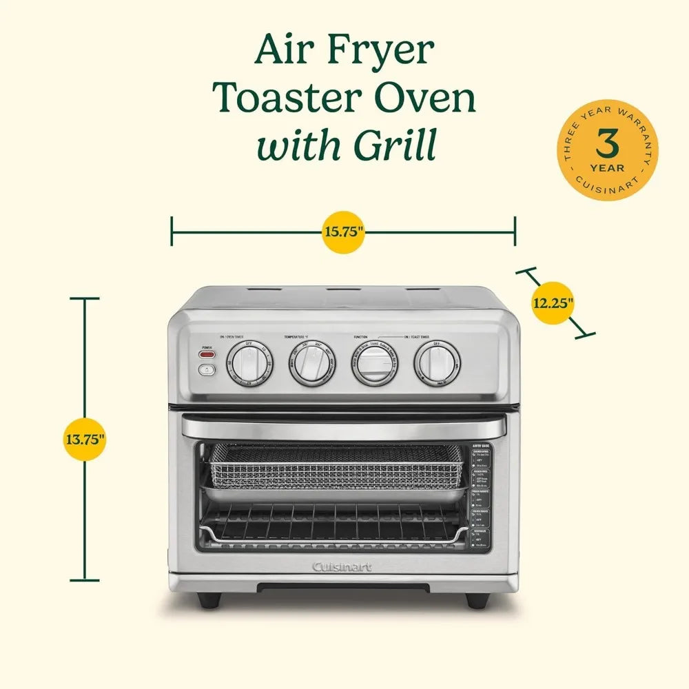 Air Fryer + Convection Toaster Oven, 8-1 Oven with Bake, Grill, Broil & Warm Options, Stainless Steel