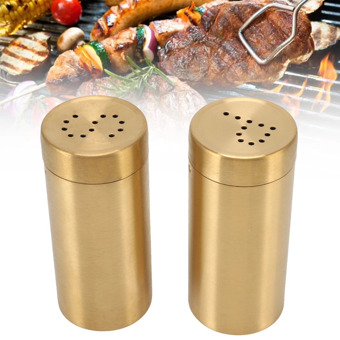 2Pcs Gold Spice Jar made of Stainless Steel