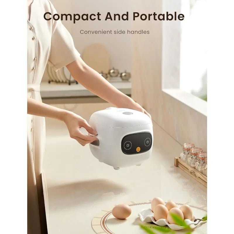 Mini Rice Cooker 5 cups cooked/2.5 cups uncooked, Portable Non-stick Rice Cooker, 6 functions