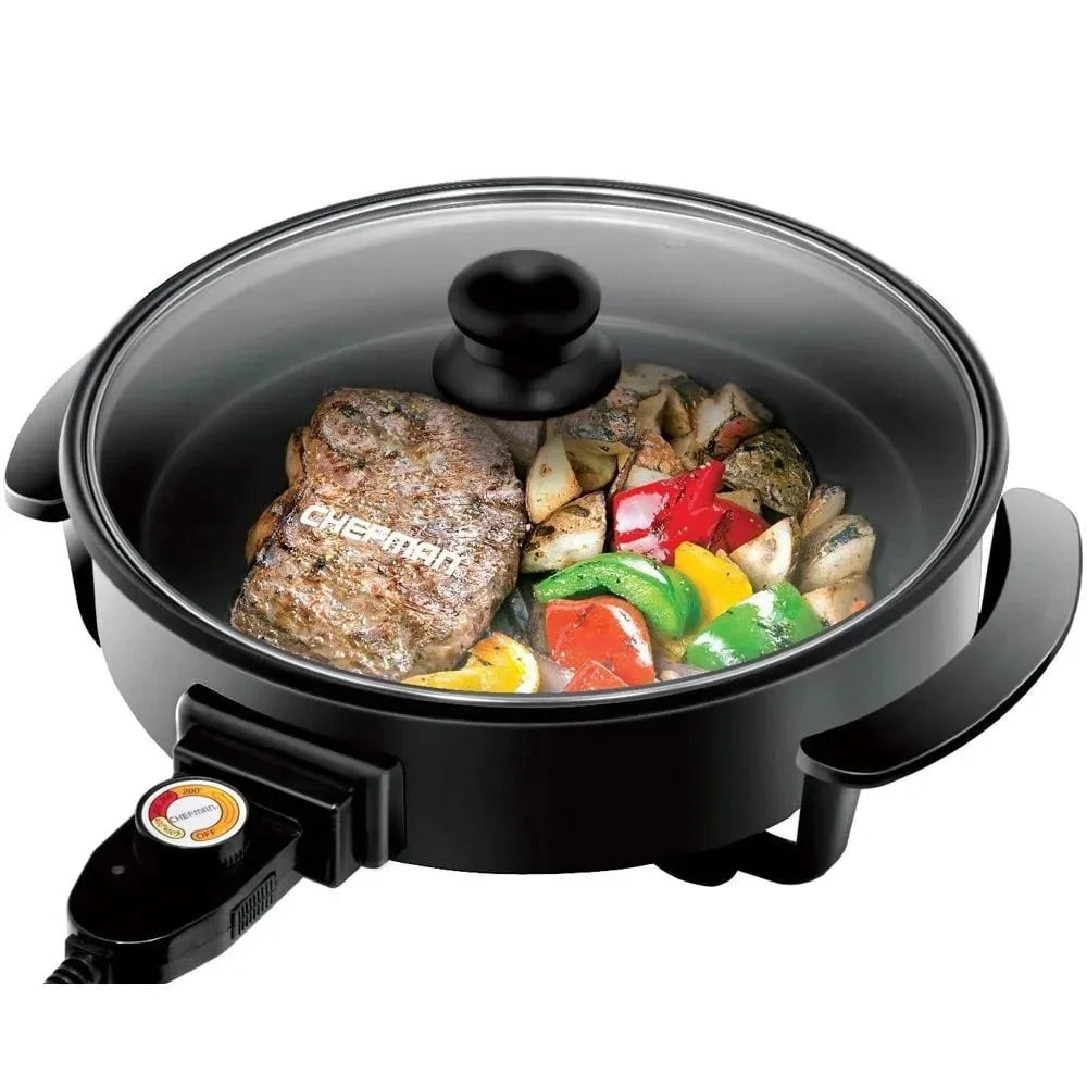 Electric Skillet 12 Inch Frying Pan with Non-Stick Coating, Temperature Control,